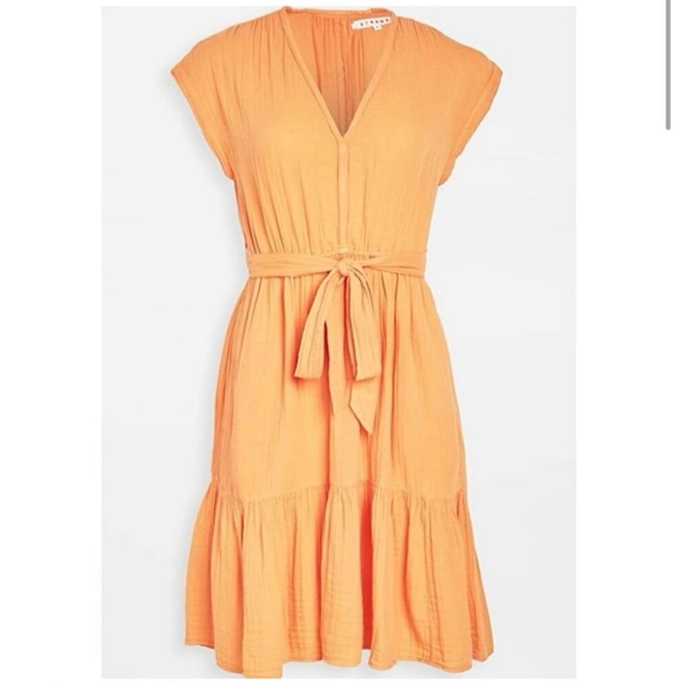 XIRENA Maren 100% Cotton Gauze Tiered Mini Dress in Orangina Orange Size XS